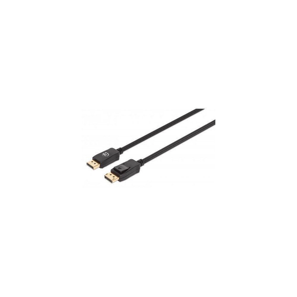 Manhattan Manhattan DisplayPort 1.4 Cable, 8K@60hz, 3m, Braided Cable, Male to Male, With Latches, Fully Shielded, Black, Lifetime...