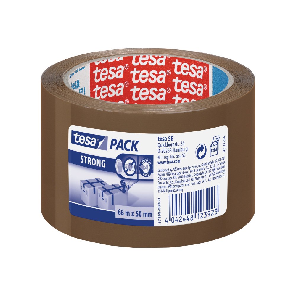 Beiersdorf Tesapack Strong förpackningstejp - 50 mm x 66 m - brun