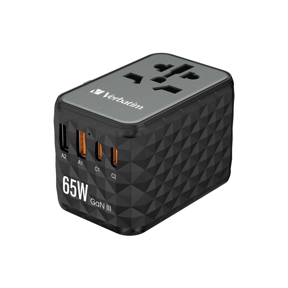 VERBATIM Verbatim UTA-05 strömadapter - GaN III, universell - 2 x USB-C, 2 x USB - 65 Watt