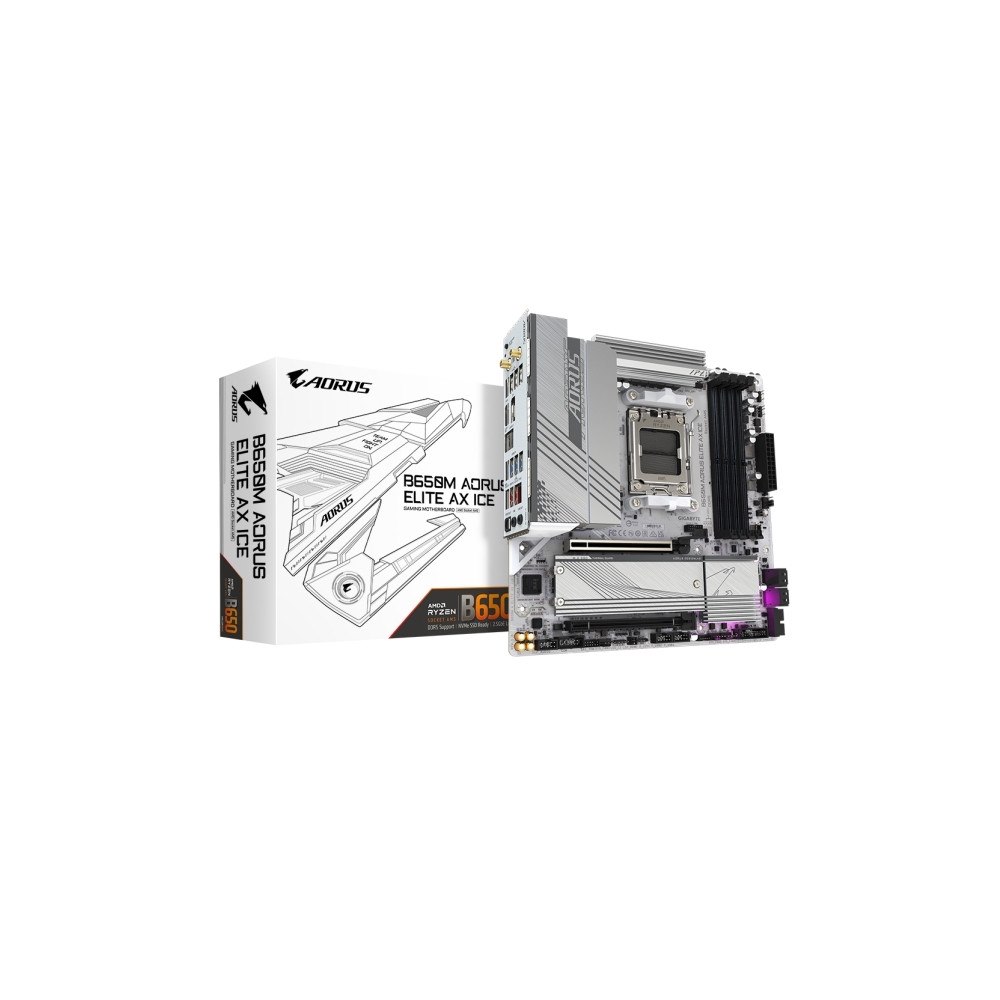Gigabyte Technology Gigabyte B650M AORUS ELITE AX ICE - moderkort - micro ATX - Socket AM5 - AMD B650