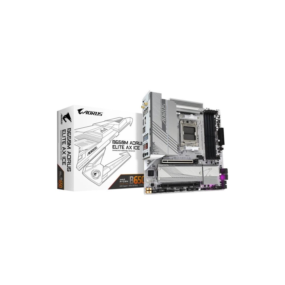 AORUS Gigabyte B650M AORUS ELITE AX ICE - moderkort - micro ATX - Socket AM5 - AMD B650