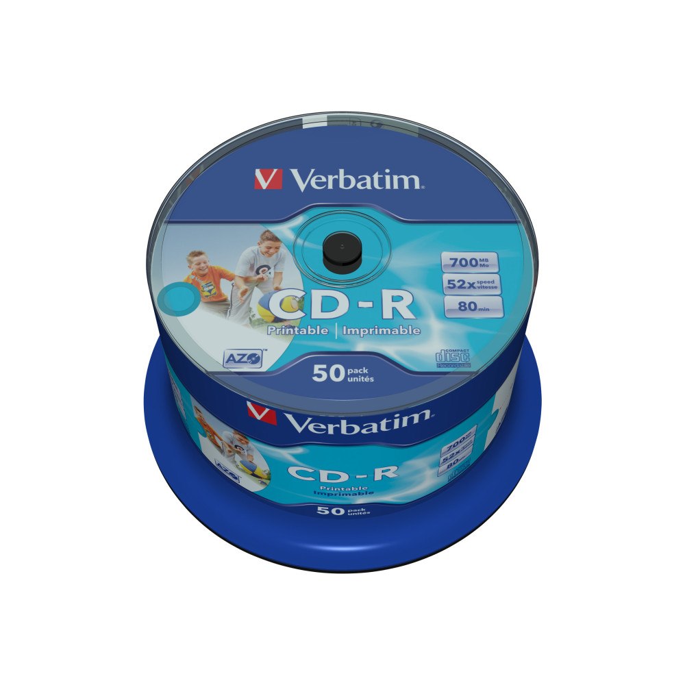 VERBATIM Verbatim CD-R AZO Wide Inkjet Printable no ID 700 MB 50 pc(s...