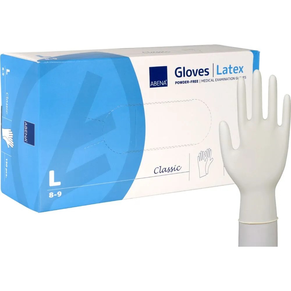 Abena Undersökningshandske, ABENA Classic, L, natur, latex, puderf...