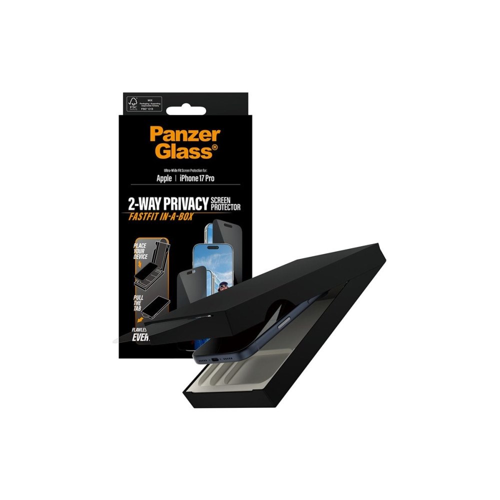 PanzerGlass PanzerGlass Privacy - skärmskydd för mobiltelefon - ultra-bred passform med FASTFIT IN-A-BOX