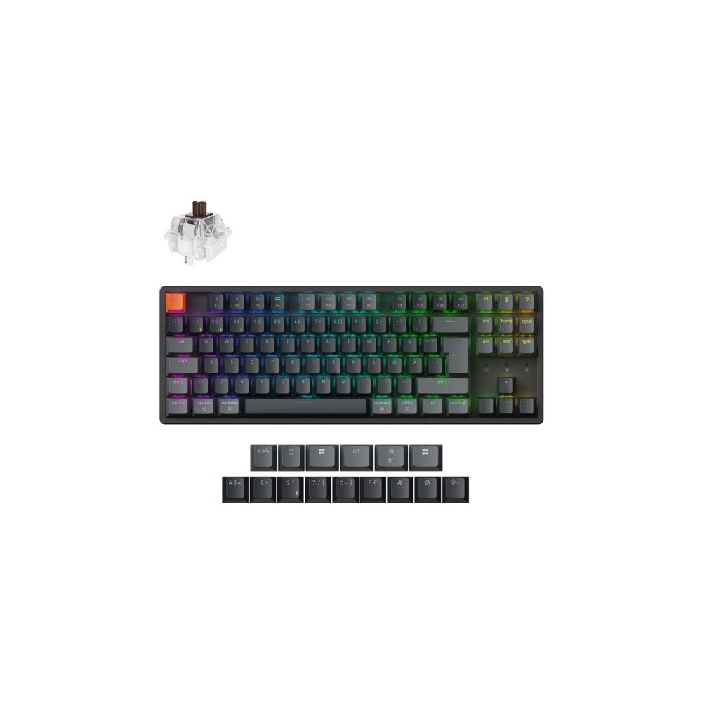Keychron Keychron K8 QMK, Kabel & Trådlös, USB + RF Wireless + Blueto...