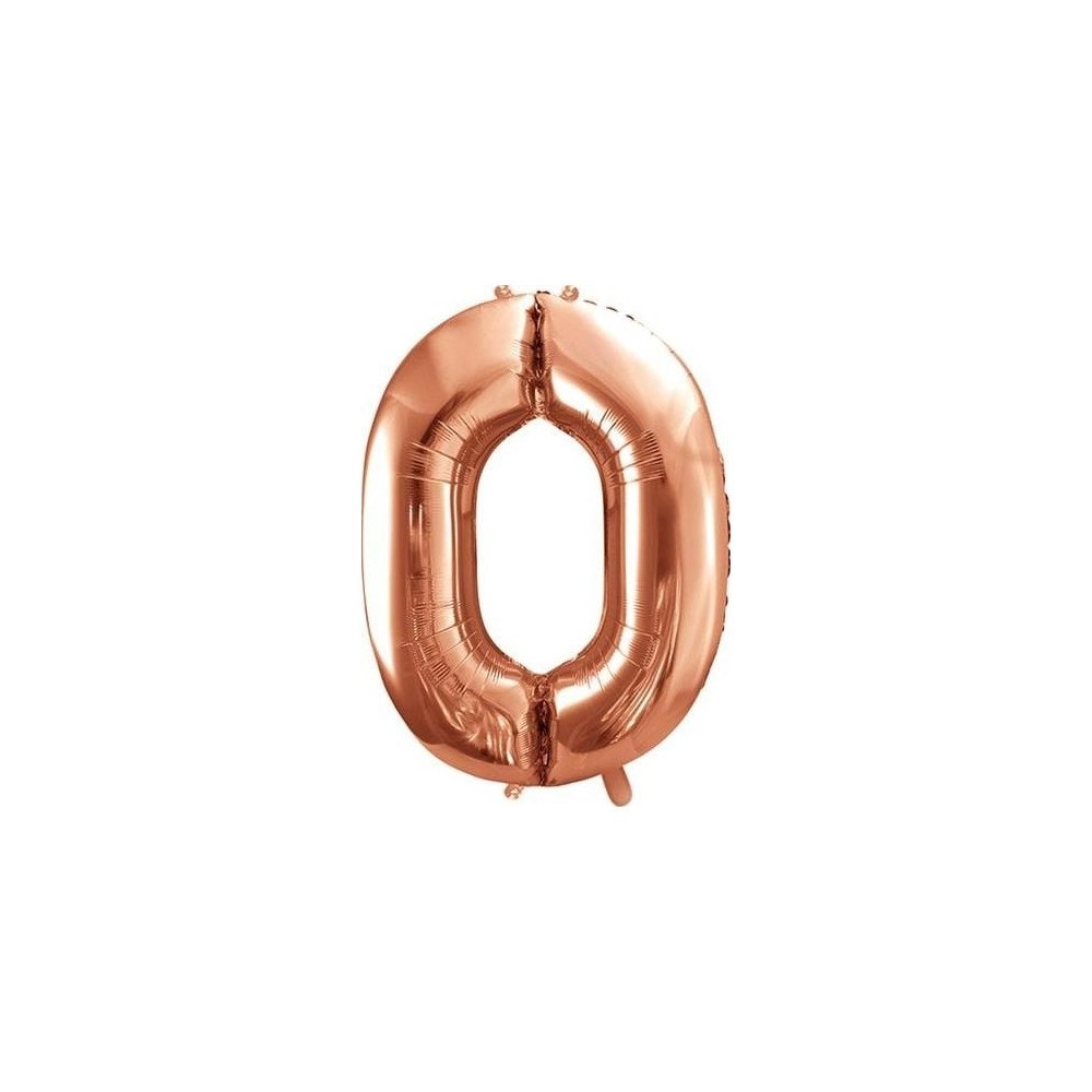 Party Deco Party Deco Folieballong nummer "0", 86 cm, roséguld universa...
