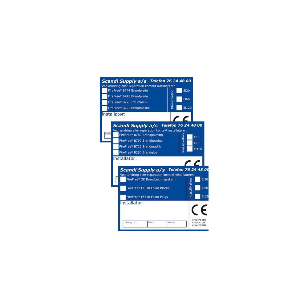 SCANDI SUPPLY Etikett CE-märke för brandtätning B744-B745-B725-B722 (10 st...