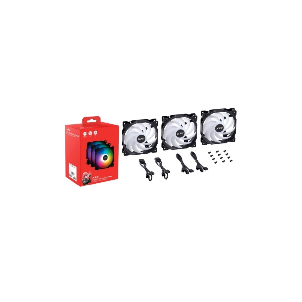 XPG XPG VENTO 120 ARGB PWM, Fan, 12 cm, 300 RPM, 1850 RPM, Svart