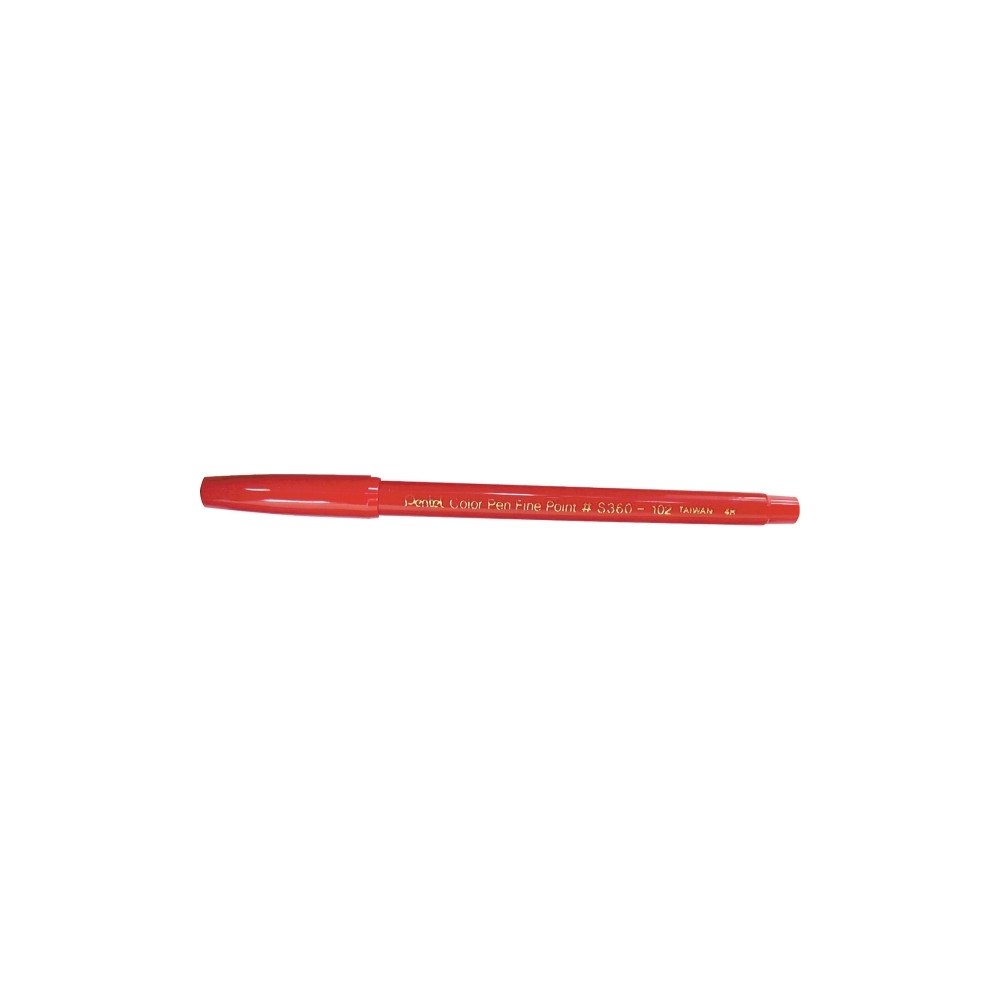 Pentel Fiberpenna, Pentel S360, fin, 0,8 mm, röd, förpackning med 1...