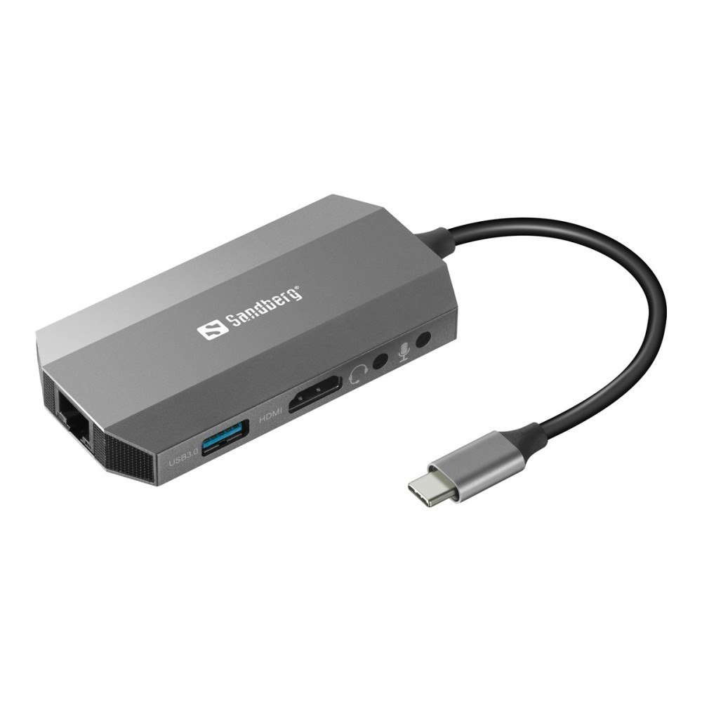 Sandberg Sandberg USB-C 6-in1 Travel Dock - dockningsstation - USB-C - HDMI - 1GbE