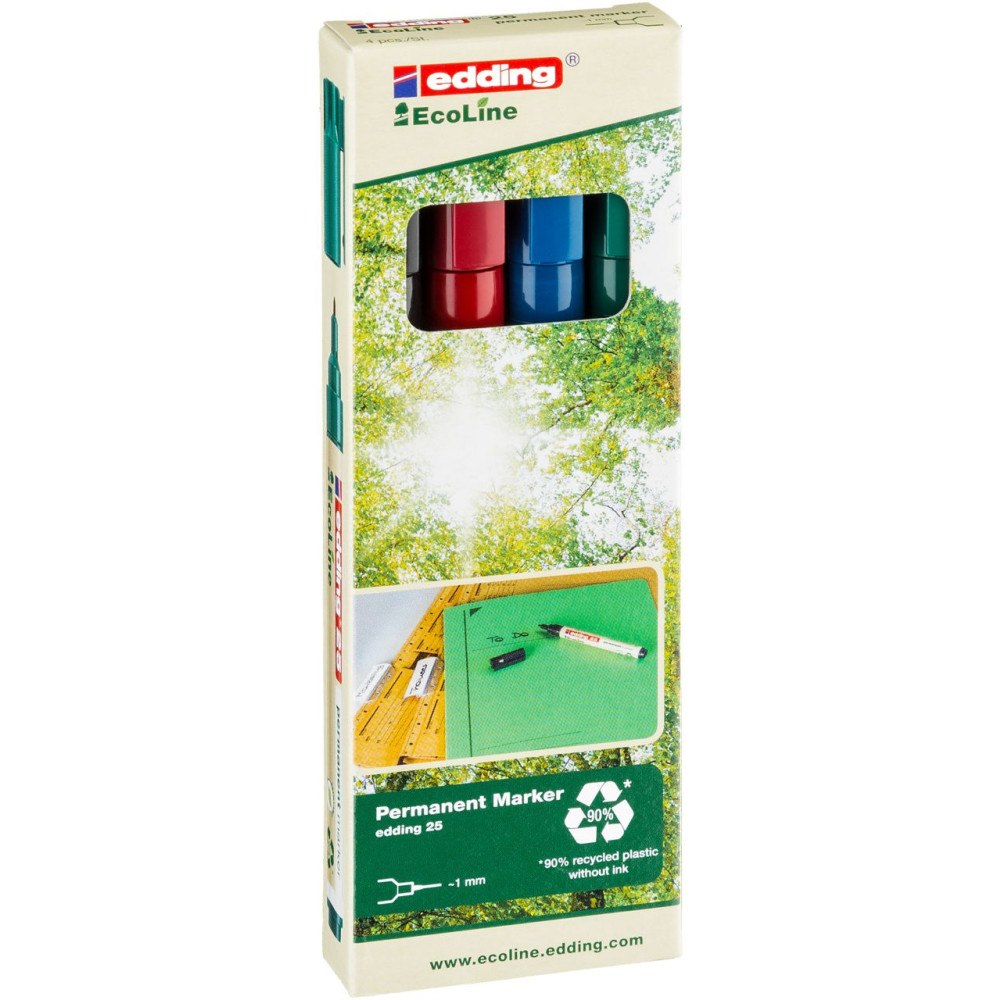 edding Permanent markerare, Edding 25 Ecoline, assorterade färger,...