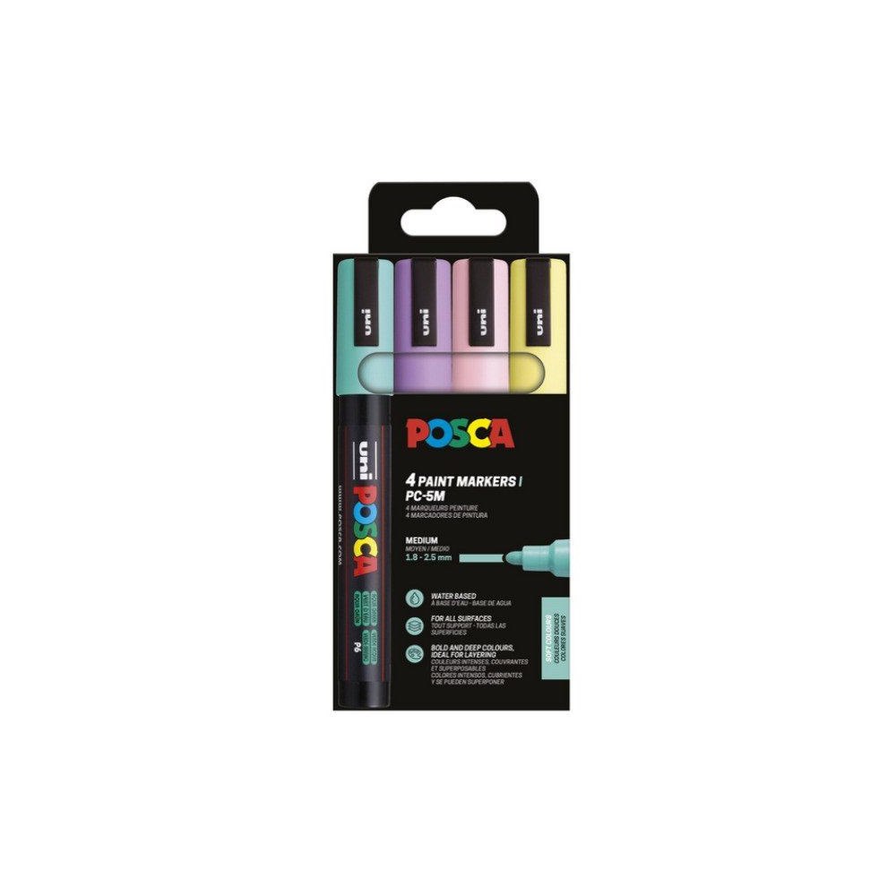 POSCA POSCA pigmentmarker PC-5M, mjuka färger, 4-pack, linjebredd:...