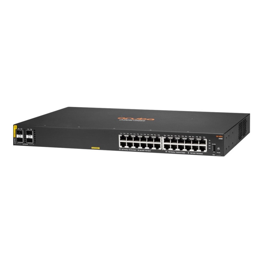 Hewlett Packard Enterprise HPE Aruba 6100 24G Class4 PoE 4SFP+ - switch - 28 portar - Administrerad - rackmonterbar