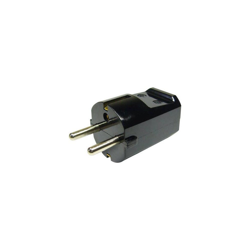 Solar Plus Schuko stickpropp rund med jordningsstift 16A 250V plast sva...