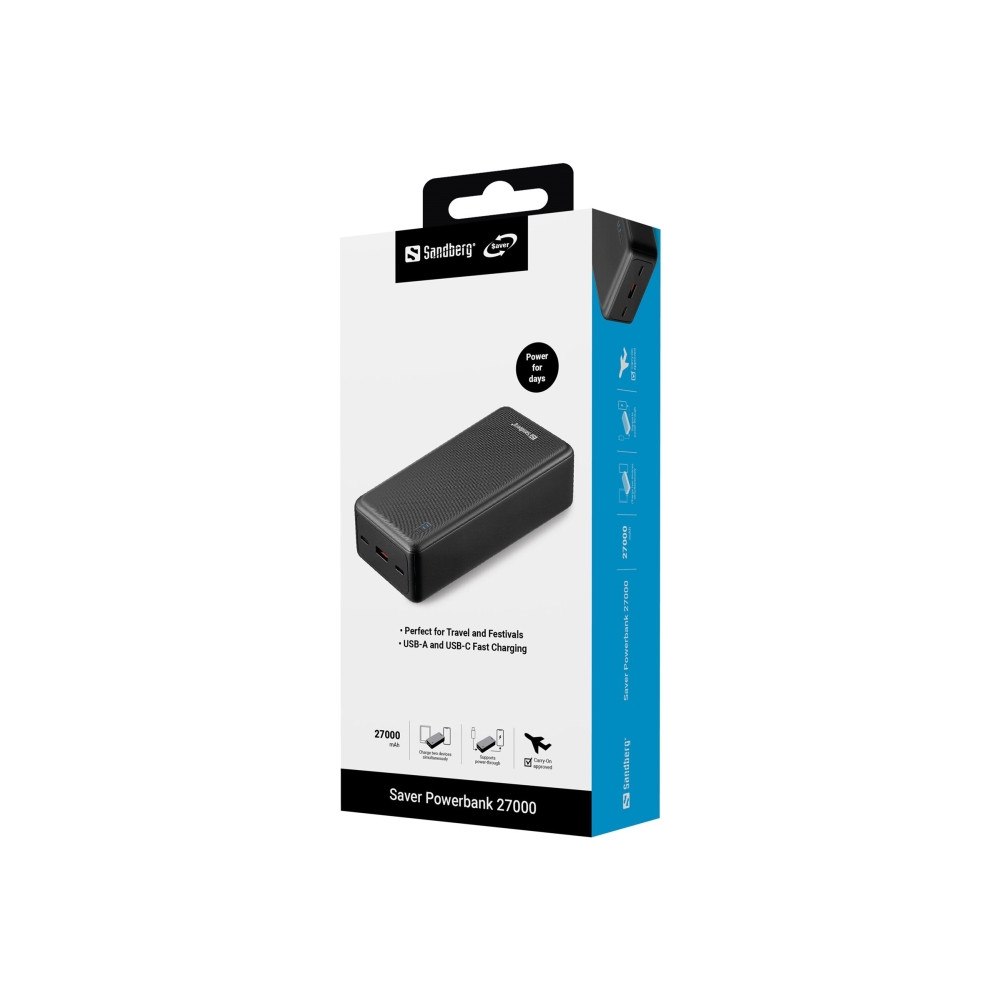 Sandberg Sandberg SAVER power bank - Li-Ion - USB-C, USB - 22.5 Watt