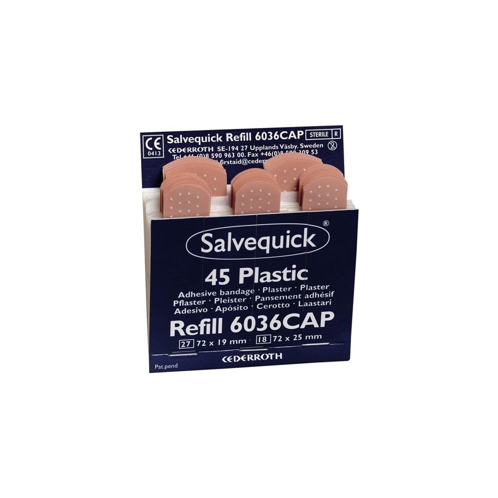 ORKLA CARE AB Plaster Salvequick vandafvisende 6036, plast, pakke a 6 stk.