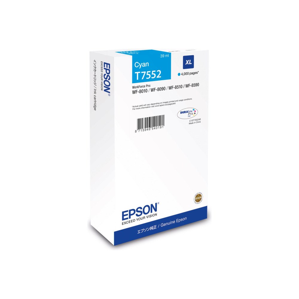 EPSON Epson T7552 - XL - cyan - original - bläckpatron