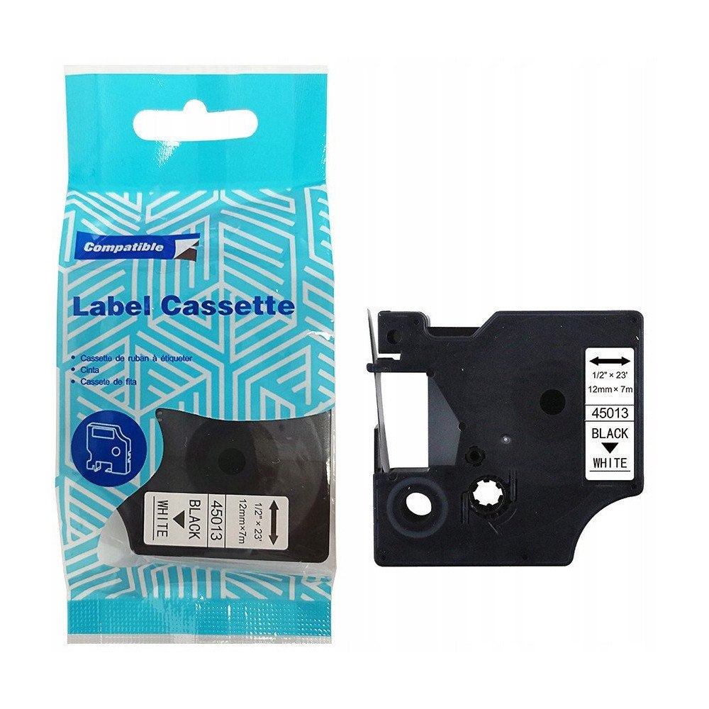 DYMO Dymo D1-band 45013 12mm x 7m S0720530 svart på vit ersättnin...