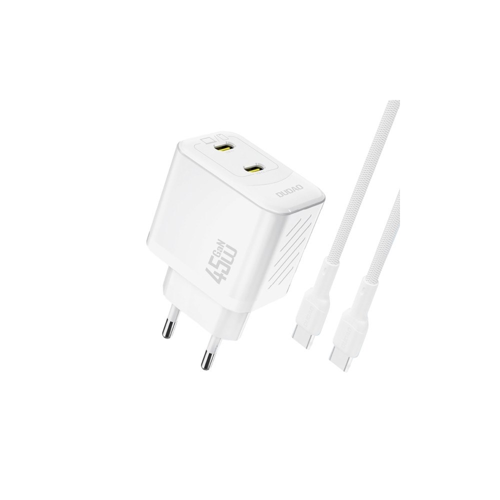 Dudao Dudao A28PCEU Adapter 45Watt 2xUSB-C (1m USB-C till USB-C-ka...