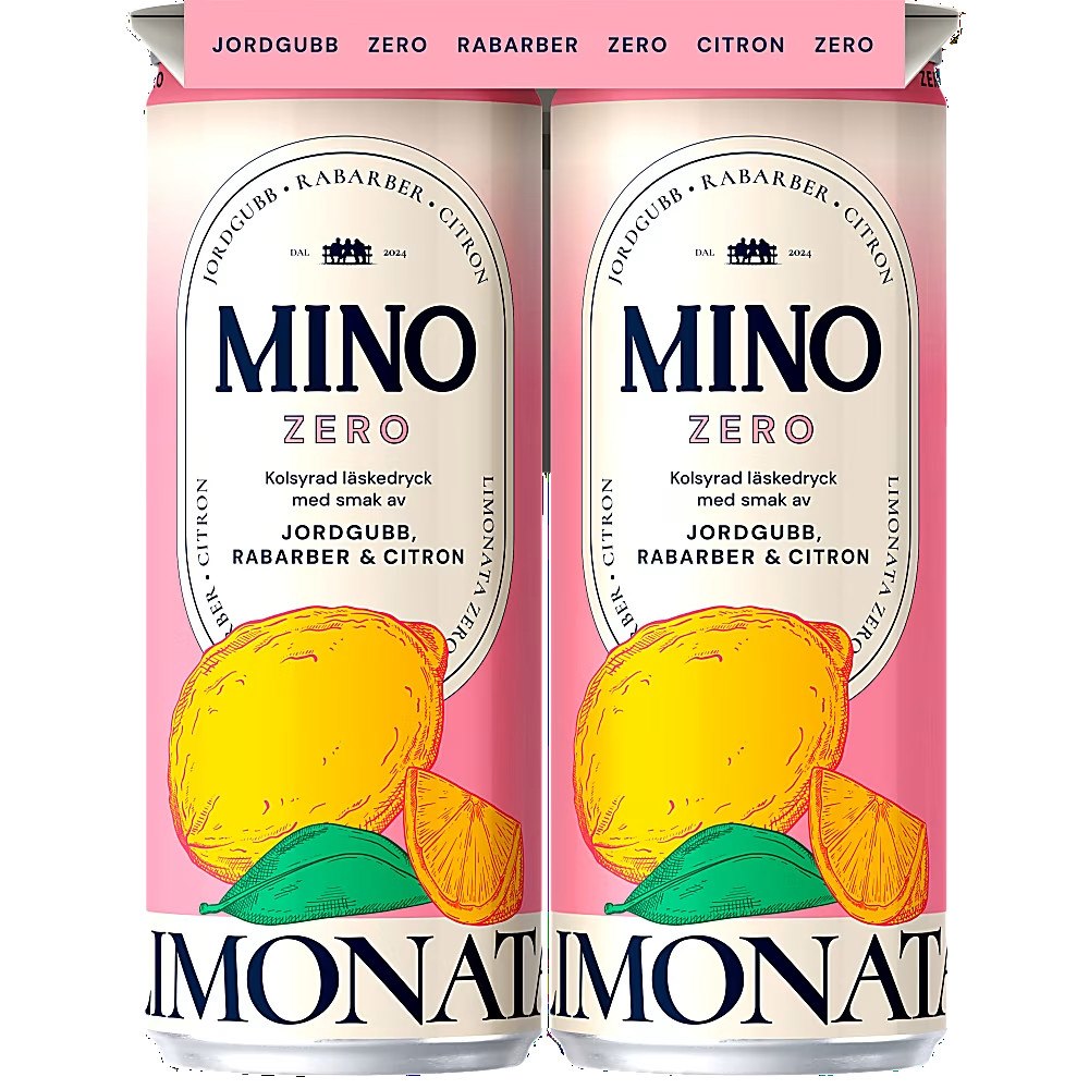 Mino Jordgubb Rabarber Citron Zero 33cl 4-pack