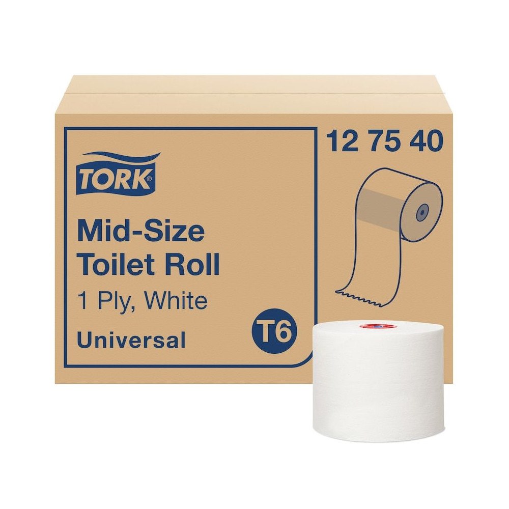 TORK Toalettpapper Tork T6 Universal Mellanstorlek 1-lagers vitt