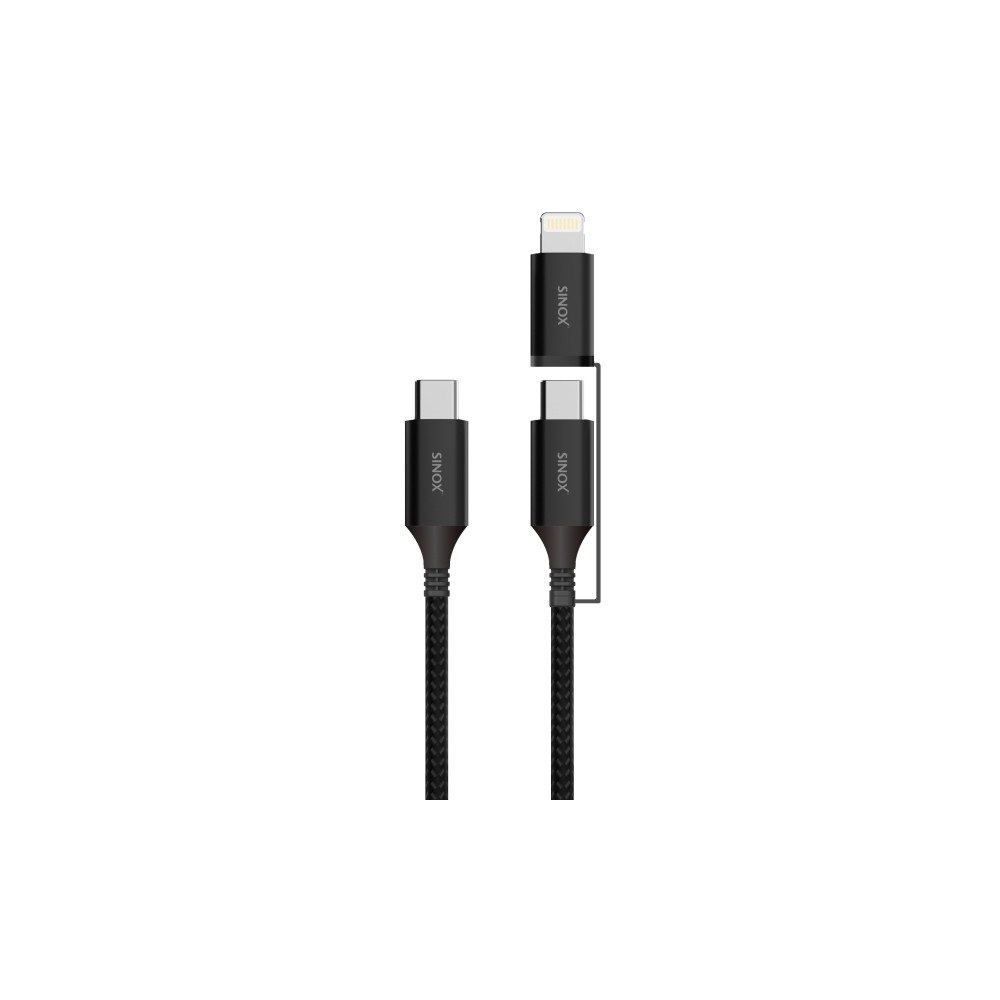 SINOX Sinox PRO 2-i-1-kabel med USB-C och Lightning. 1,5 m. Flätad...