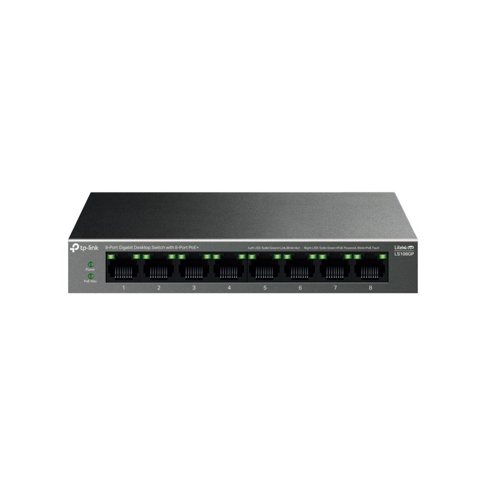 TP-LINK Technologies TP-Link LiteWave LS108GP V1 - switch - 8 portar