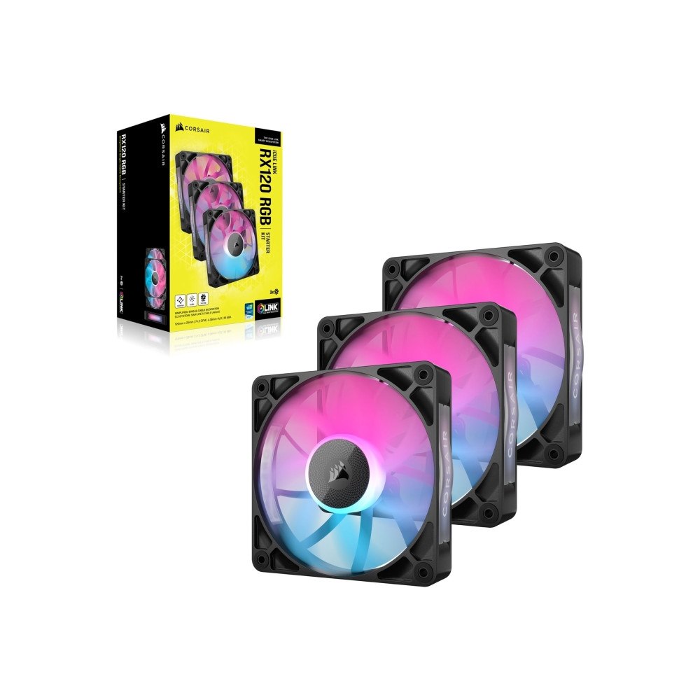 Corsair Microsystems CORSAIR iCUE Link RX120 RGB Triple Starter Kit - lådfläkt