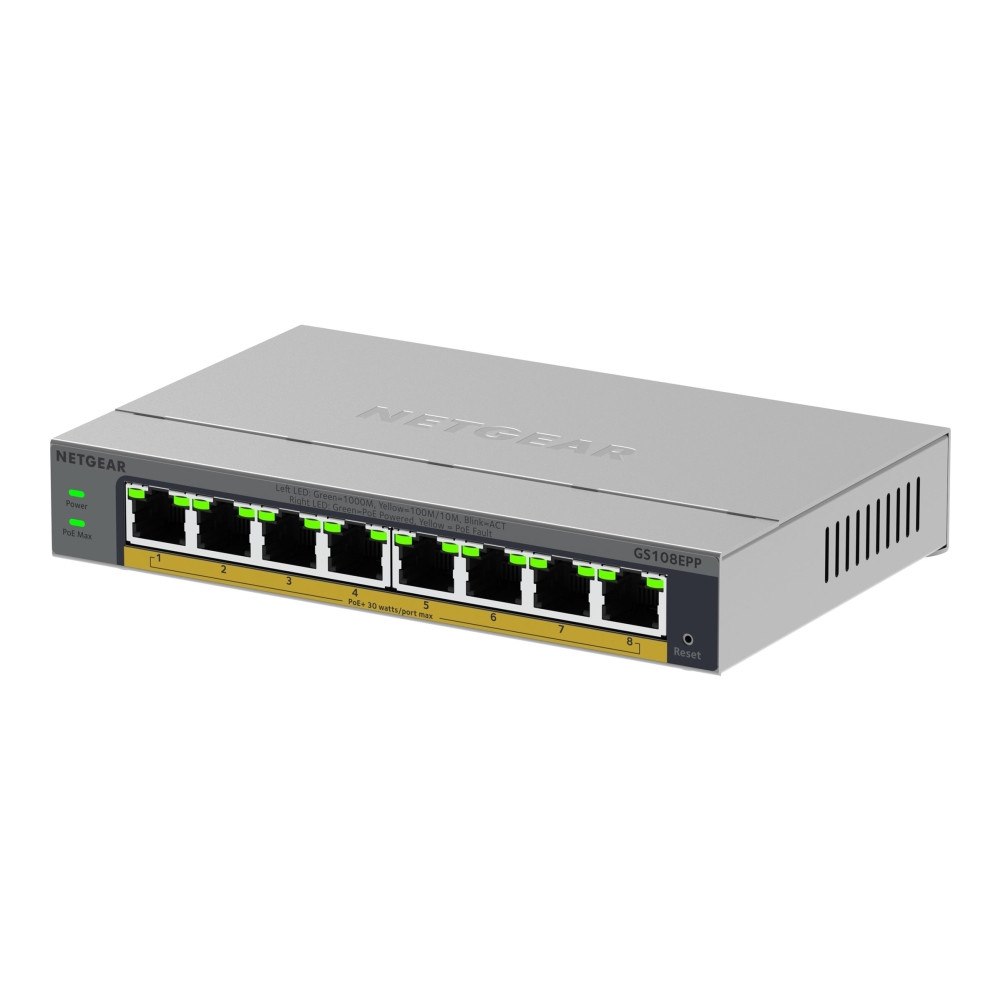 Netgear NETGEAR Easy Smart GS108EPP - switch - hög effekt - 8 portar - smart