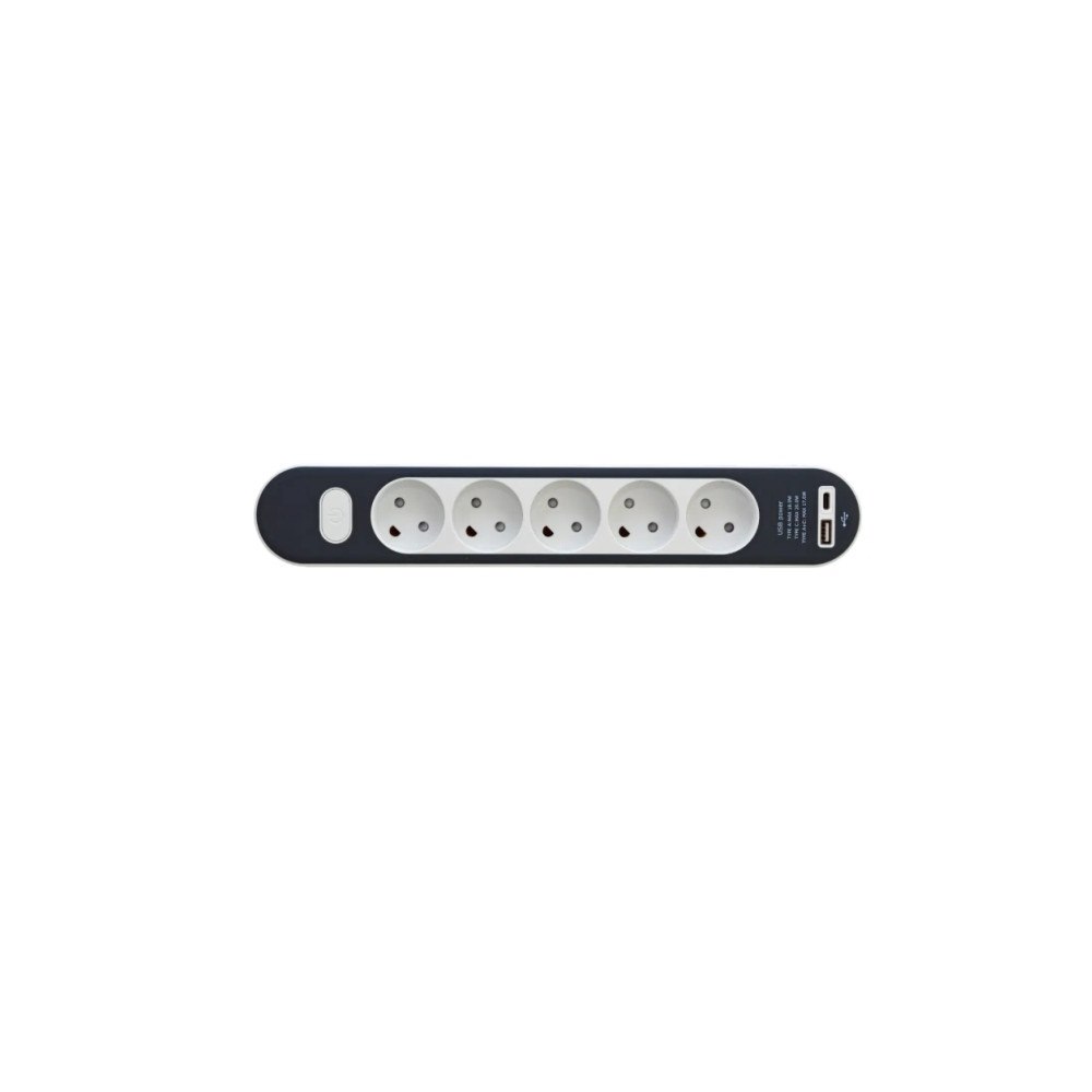 E-Line E-line grenuttag 5-vägs med jord + strömbrytare USB A+C 1,4...