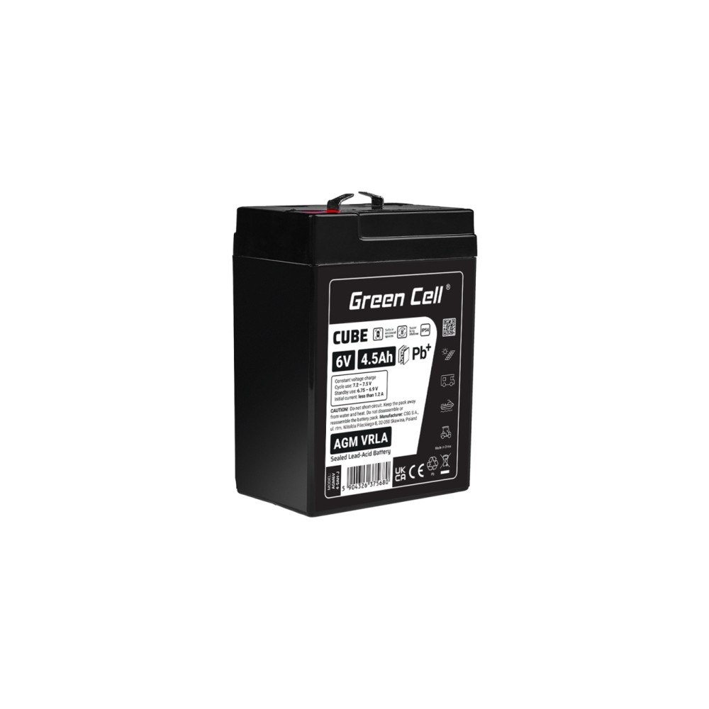 GREENCELL Green Cell AGM6V4-5AH-J, 6 V, 4,5 Ah, 1 styck, 5 År, Svart,...