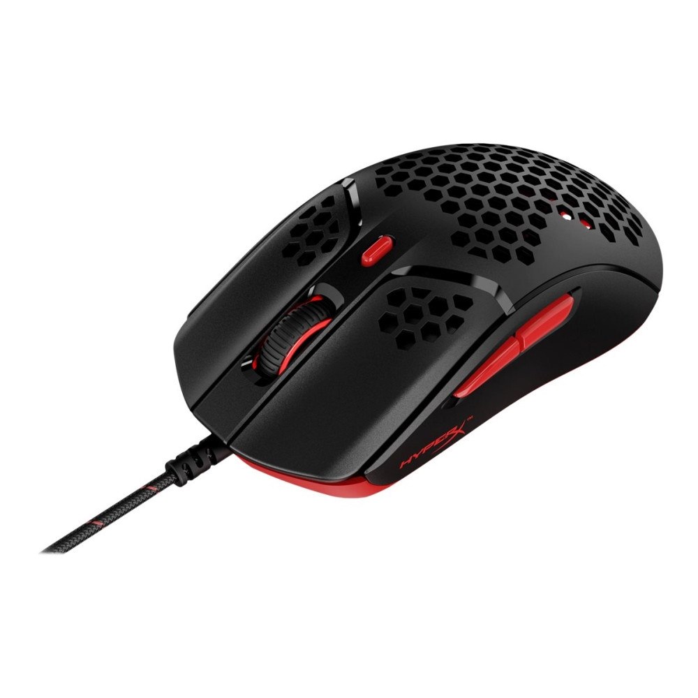 HP HyperX Pulsefire Haste - mus - USB 2.0 - svart / röd