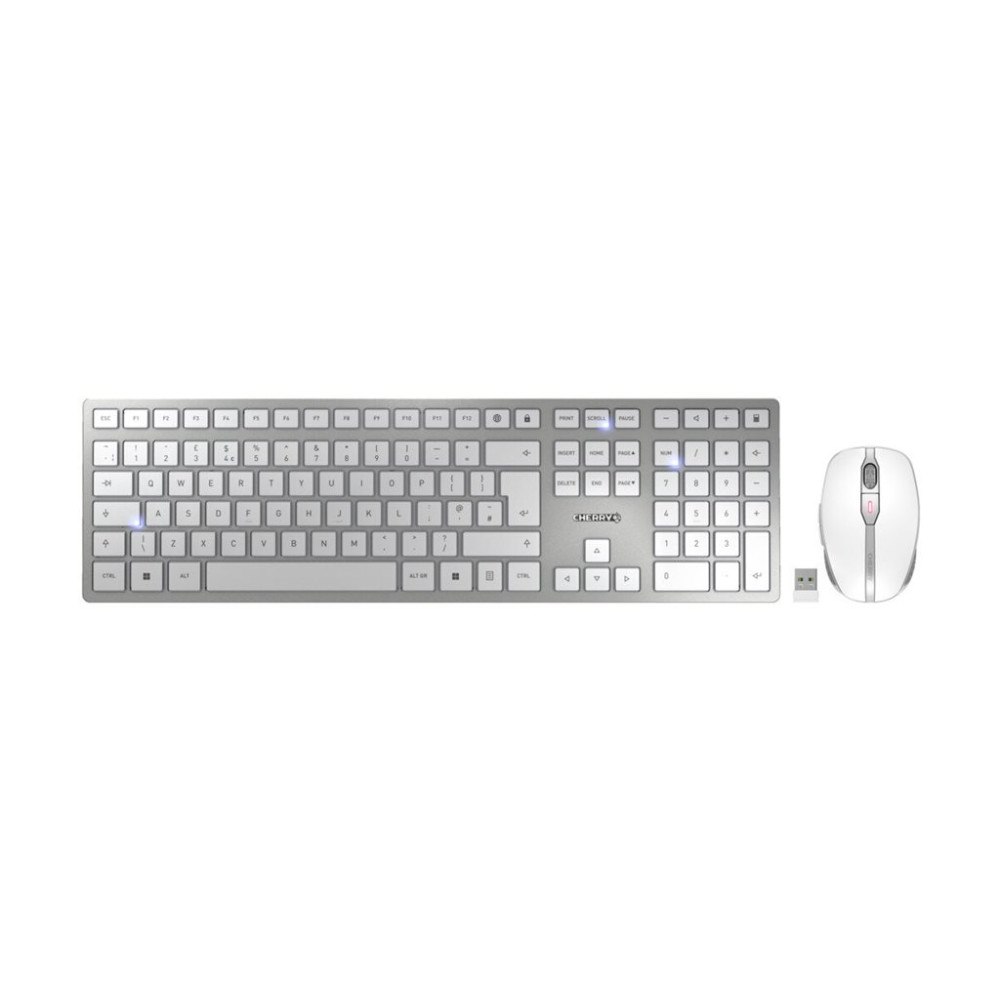 CHERRY CHERRY DW 9100 SLIM - sats med tangentbord och mus - QWERTY - brittisk - vit, silver Inmatningsenhet