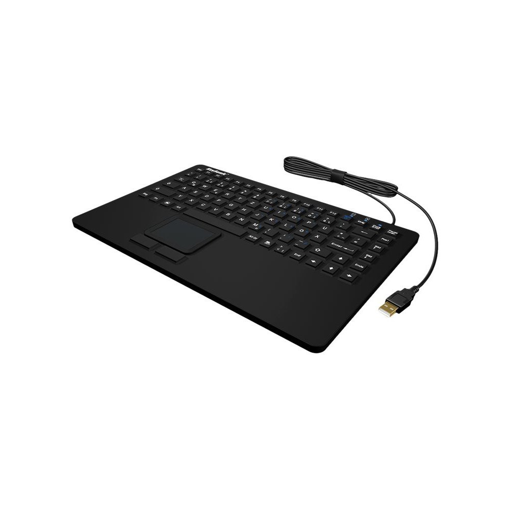 Keysonic KeySonic KSK-5230IN - tangentbord - silicone coated - med pekplatta - QWERTY - amerikansk - svart Inmatningsenhet