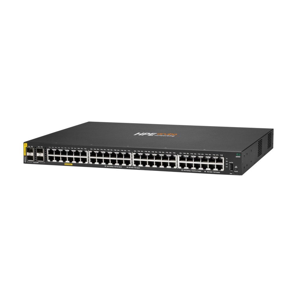 Hewlett Packard Enterprise HPE Aruba 6000 48G Class4 PoE 4SFP 370W Switch - switch - 48 portar - Administrerad - rackmonterbar