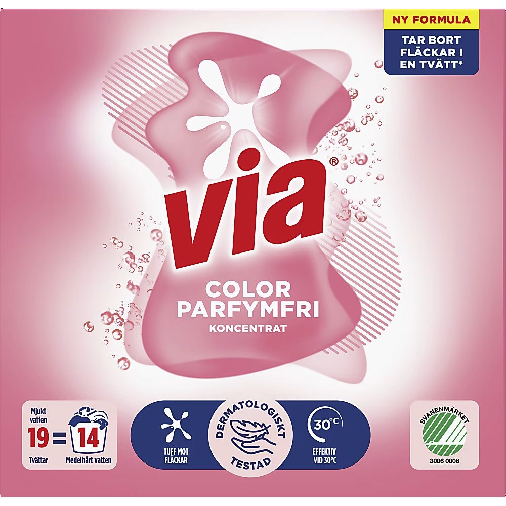 VIA Via Color Parfymfri Tvättmedel Pulver 760g