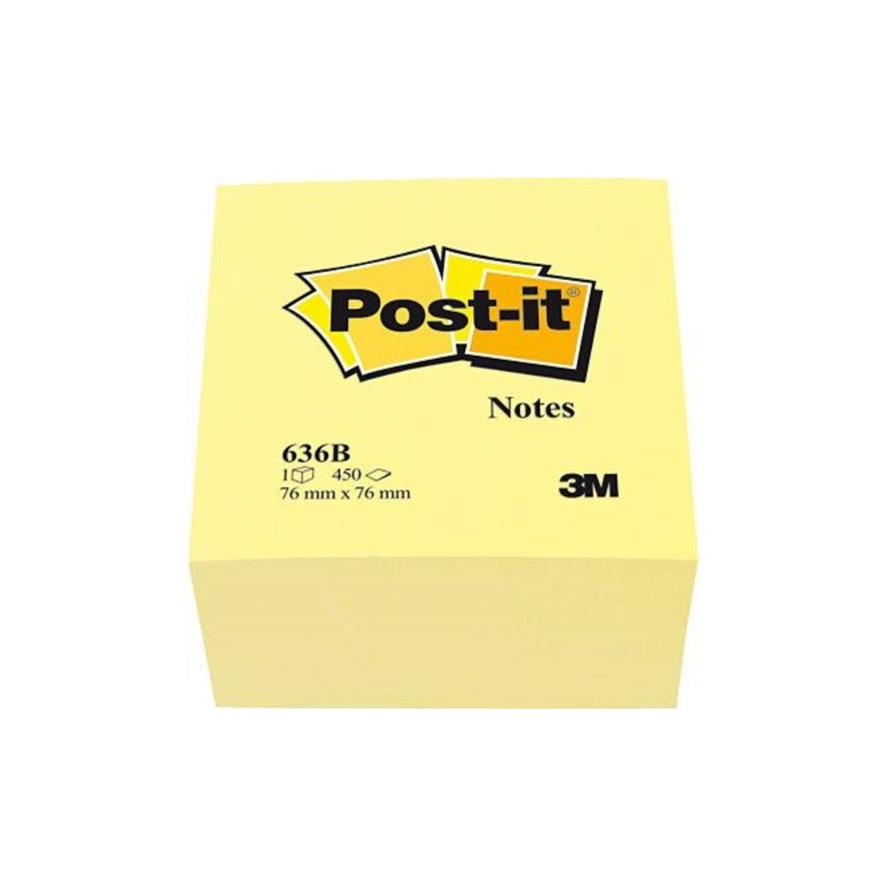 3M Post-it® Notes kubusblok Canary Yellow, gul, 76 mm x 76 mm,...