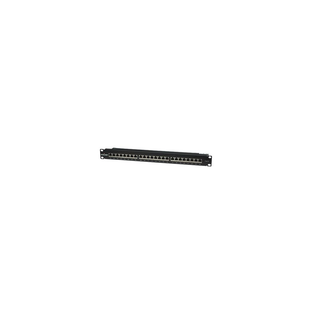 intellinet Intellinet Patch Panel, Cat6, FTP, 24-Port, 1U, Shielded, 90° Top-Entry Punch-Down Blocks, Black - patch-panel - 1U - 19...