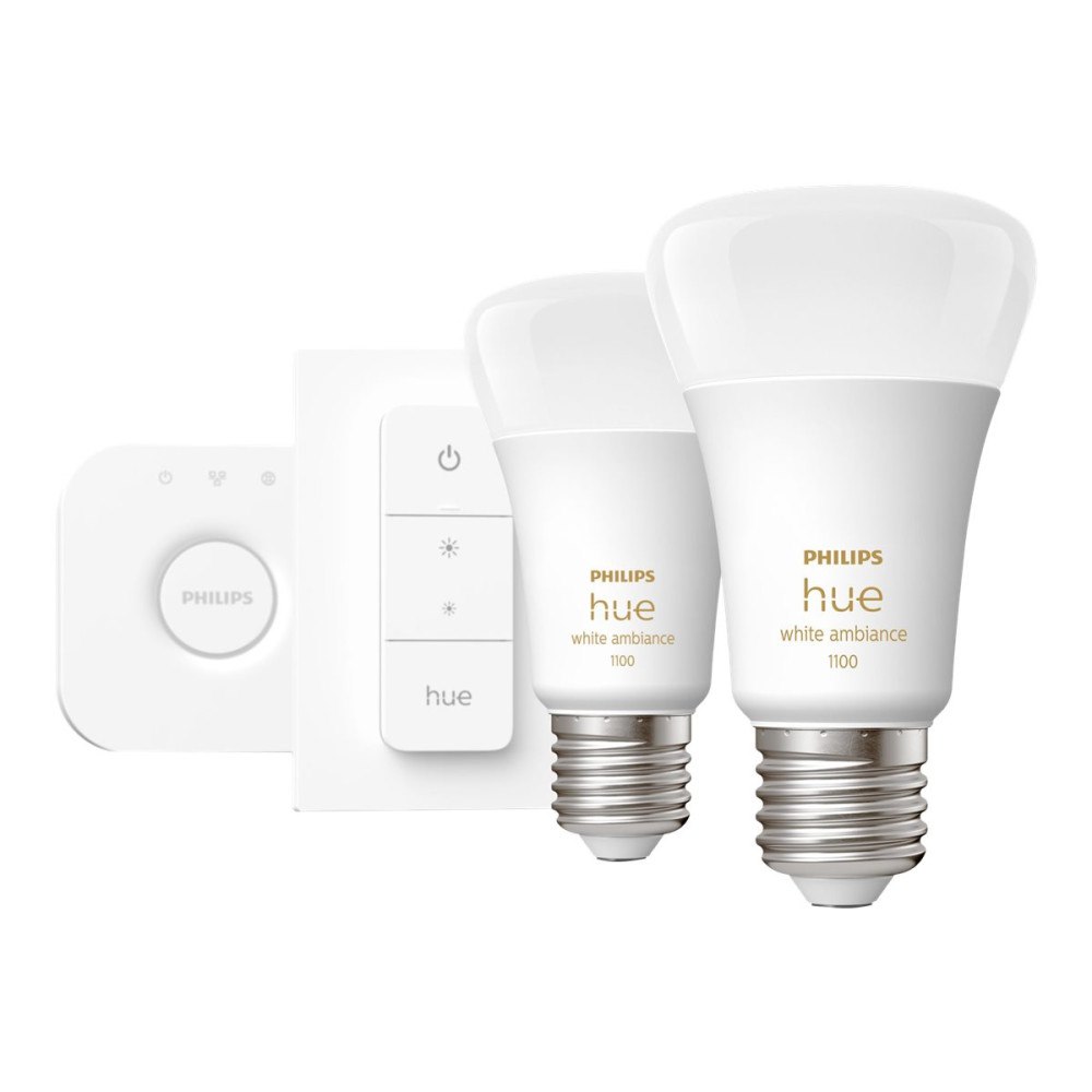Philips Philips Hue White ambiance Starter Kit - trådlös belysningsuppsättning - LED-glödlampa x 2 - form: A60 - E27 - 8 W - var...
