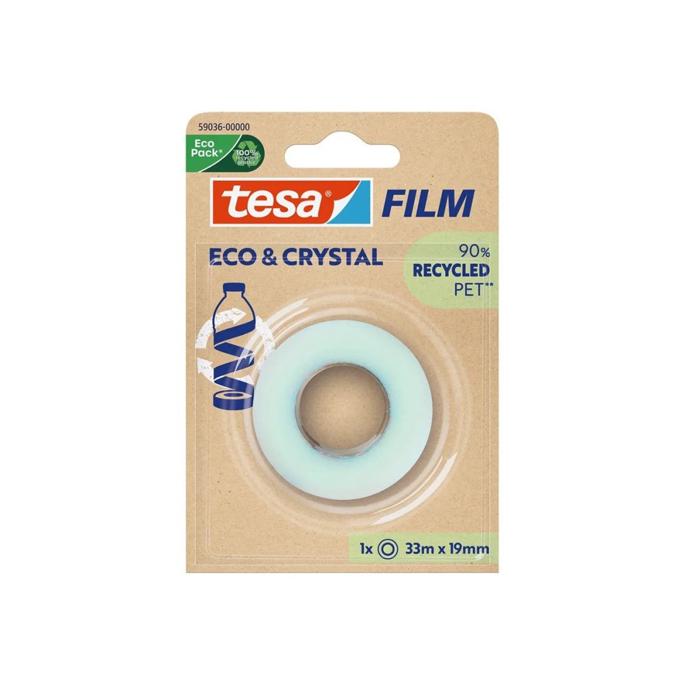 Beiersdorf TesaFilm Eco & Crystal kontorstejp - 19 mm x 33 m - genomskinlig