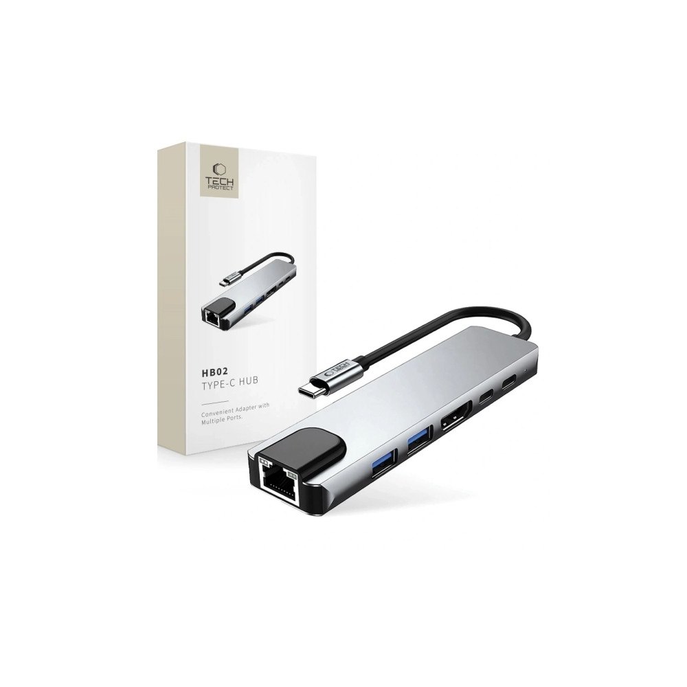 Tech-Protect Tech-Protect HB02 HUB-adapter 6-i-1 USB-C + USB2.0 + USB3.0...