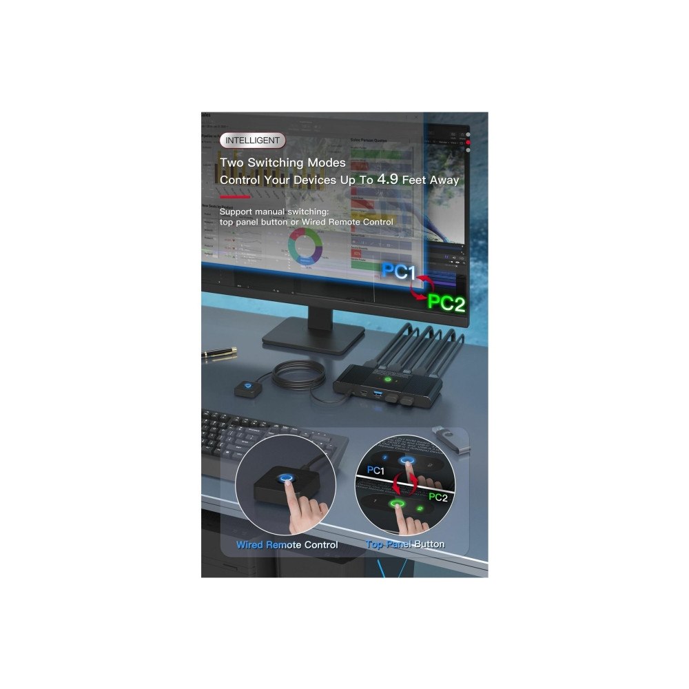 Microconnect MicroConnect - KVM / video / ljud växeln - 2 portar