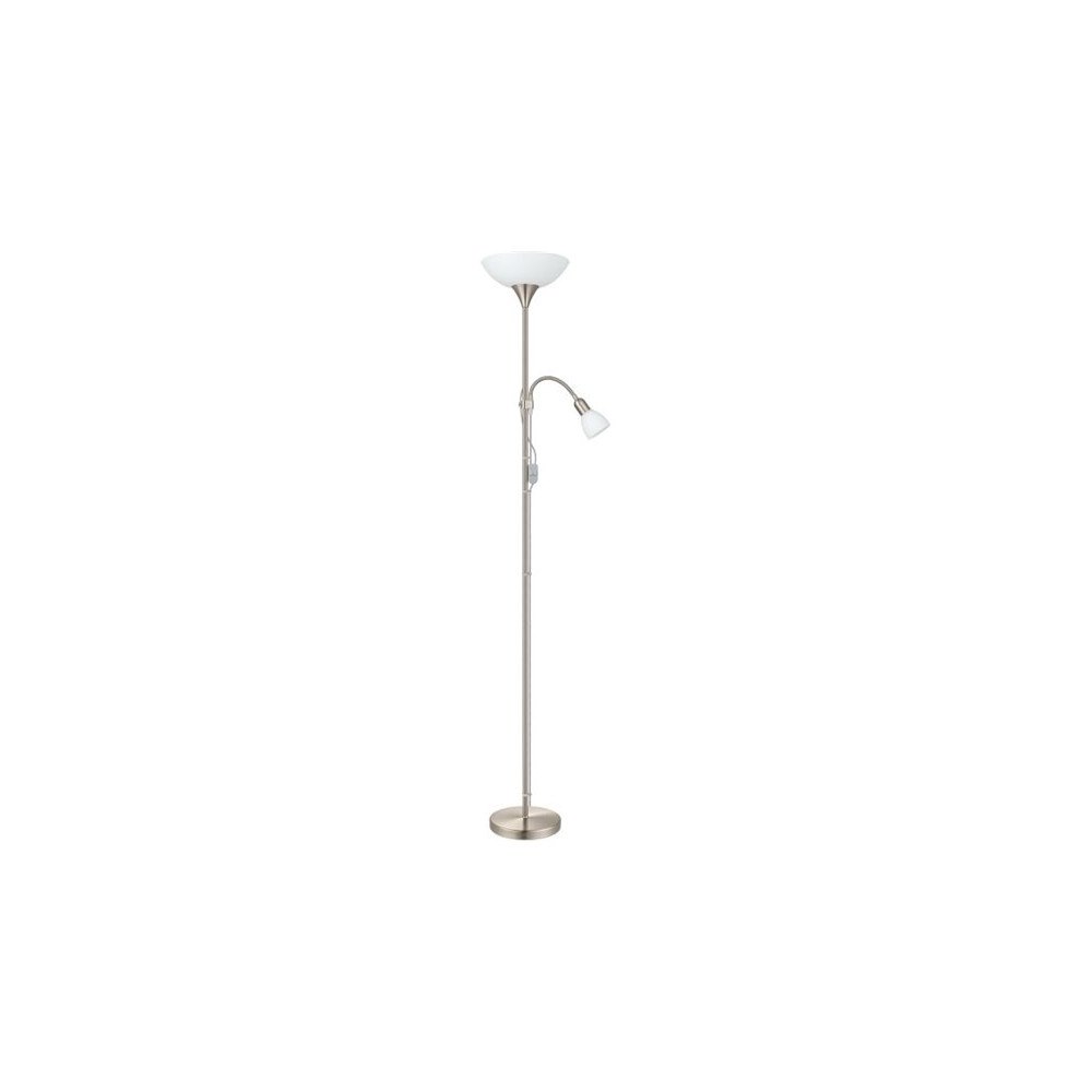 EGLO Eglo Up 2 - golvlampa - E14 / E27 - satinnickel, vit