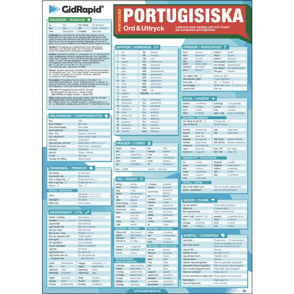 Daniel Eriksson Portugisiska Ord & Uttryck - Lathund med vanliga ord och fraser på europeisk portugisiska