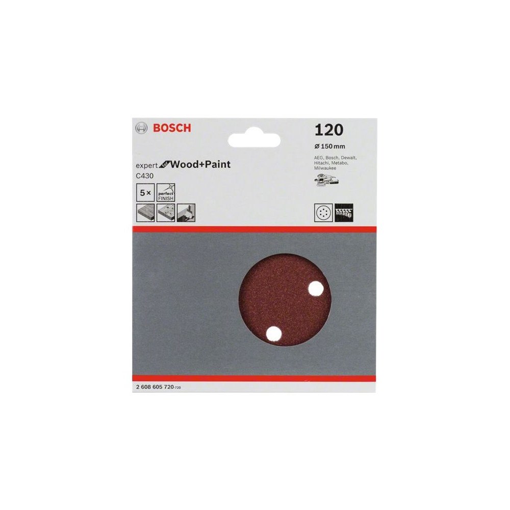 Bosch Powertools Bosch Expert for Wood and Paint C430 - sandpapper - för trä, lövträ, målarfärg, träfanér, fernissa, spackel - 5 delar