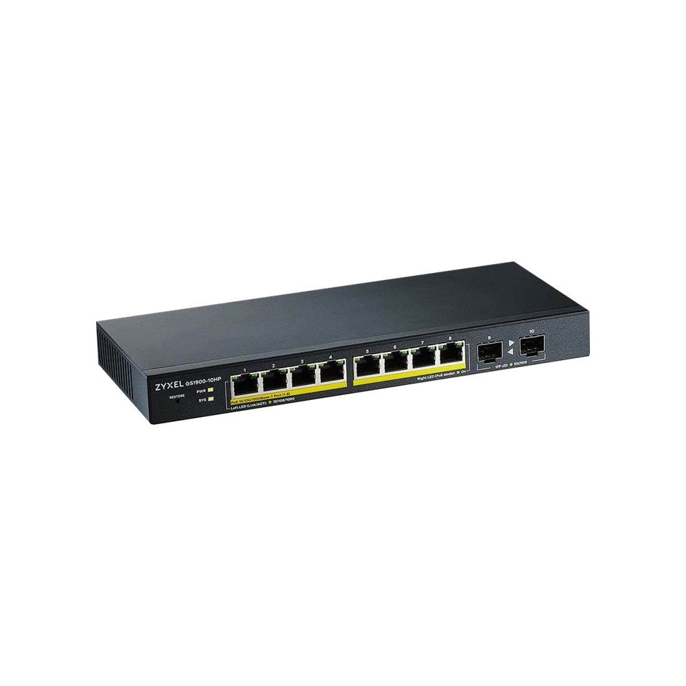 ZyXEL Communications Zyxel GS1900-10HP - switch - 8 portar - smart