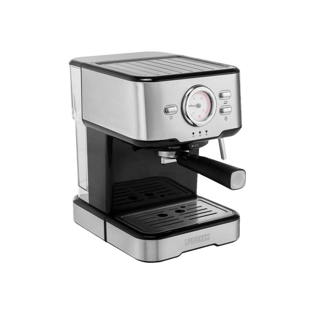 Princess Princess 249412 - kaffemaskin med mjölkskummare - 20 bar - metal steel