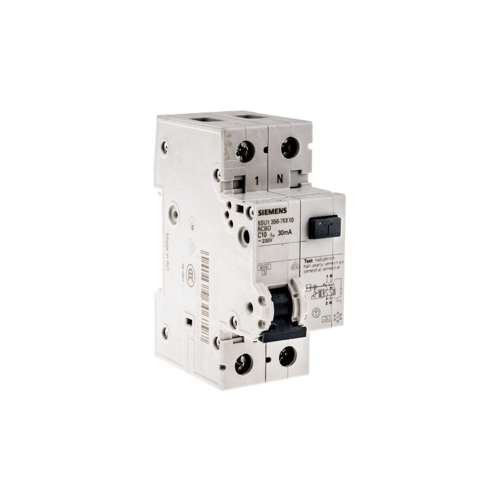 Siemens Kombinationsbrytare automatsäkring/HPFI C 10A 1P+N 30mA 5SU1...