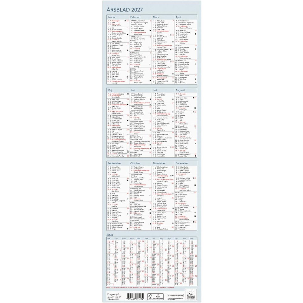 Burde Bordskalender Årsblad 2027