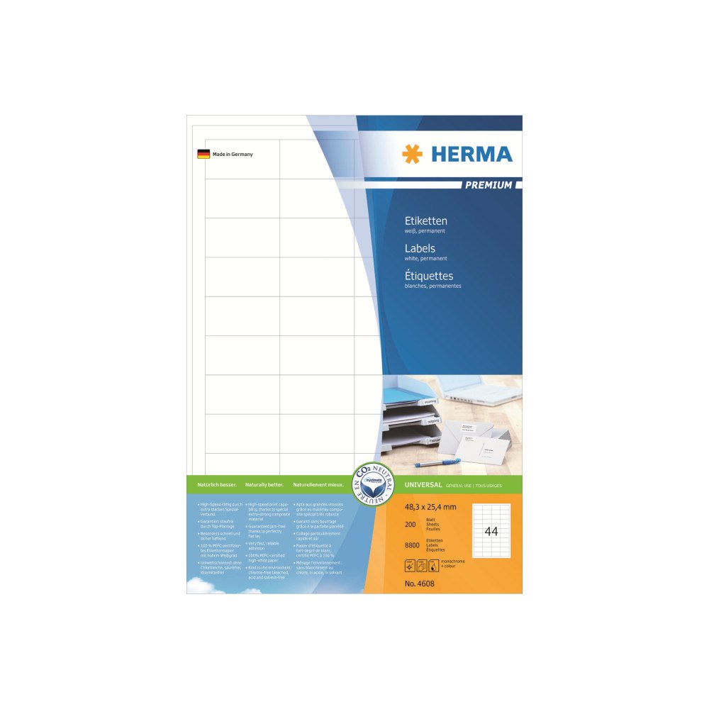 HERMA HERMA Premium - laminerade etiketter - matt - 8800 etikett (er) - 48.3 x 25.4 mm